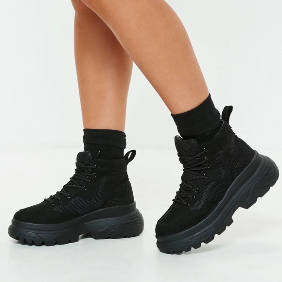 Black double sole hiking sneaker boots Clearance